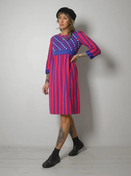 1960's Lydia de Roma Woven Striped Dress