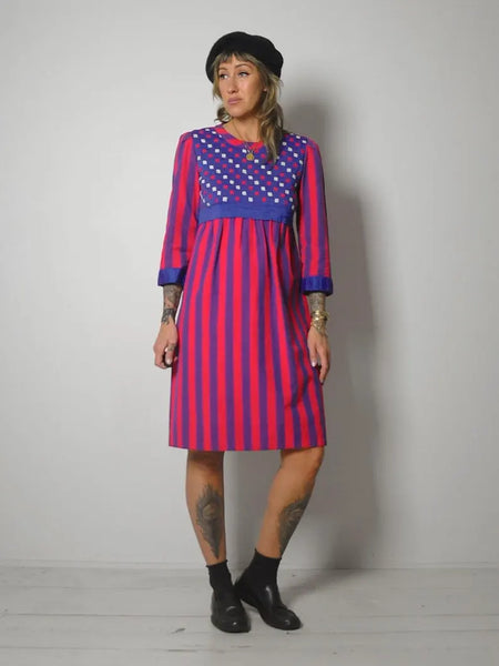 1960's Lydia de Roma Woven Striped Dress