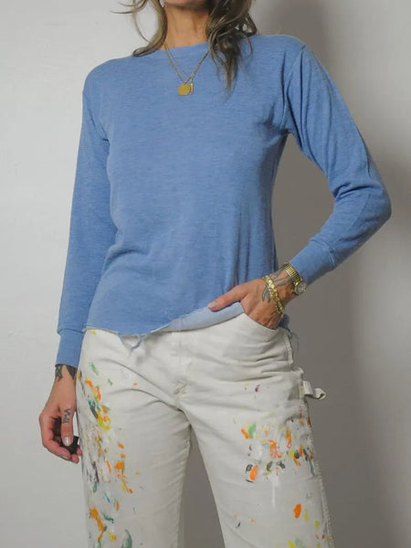 70's Baby Blue Frayed Thermal