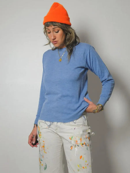 70's Baby Blue Frayed Thermal