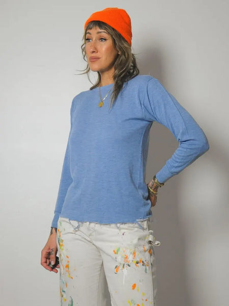 70's Baby Blue Frayed Thermal
