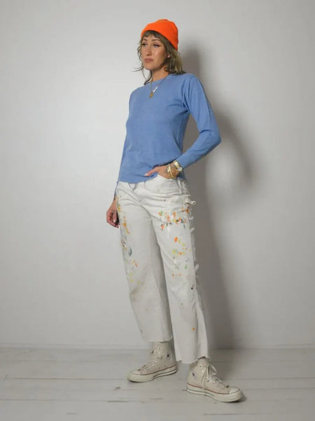 70's Baby Blue Frayed Thermal