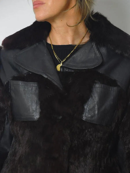 1970's Leather & Fur Coat