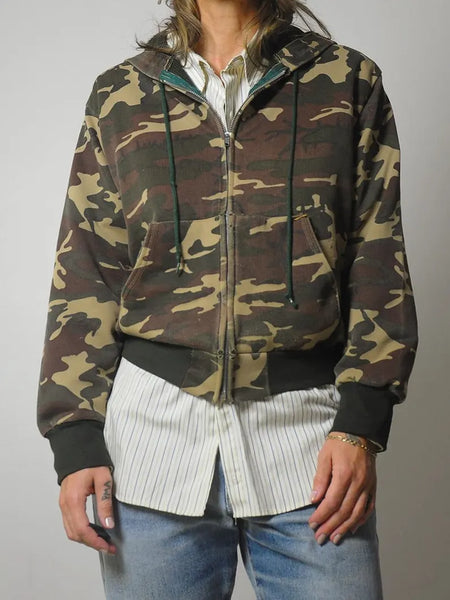 1980's Camo Hoodie Sweatshirt