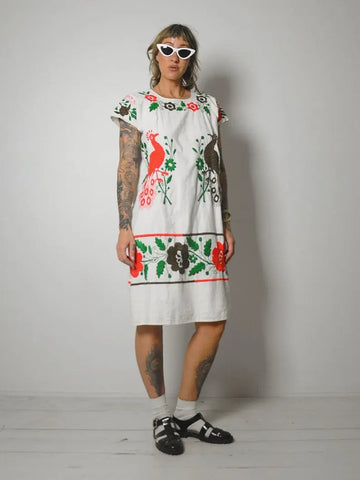 1970's Bird Embroidered Dress
