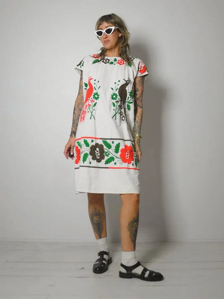 1970's Bird Embroidered Dress