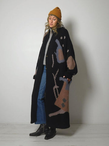 1980's Wool Geometric Sweater Coat