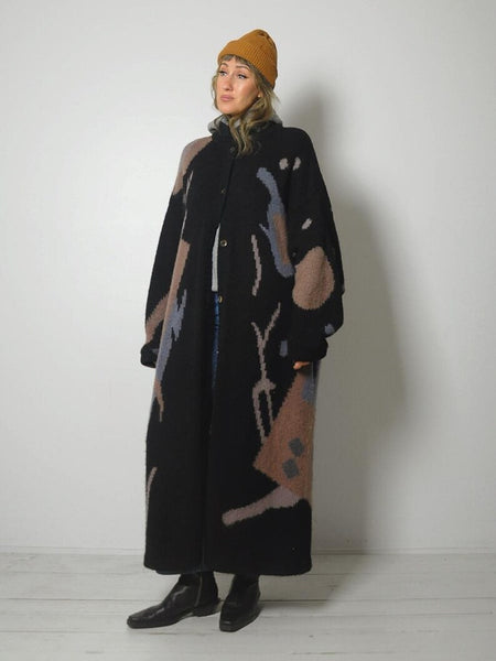1980's Wool Geometric Sweater Coat