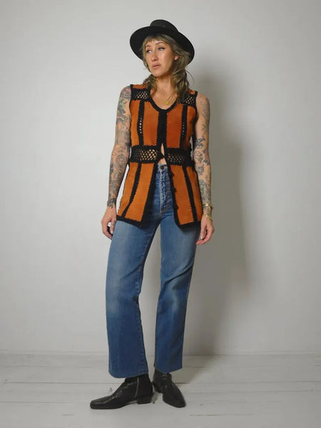 70's Suede & Crochet Vest