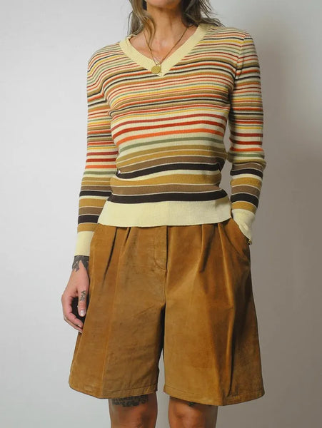 1970's Autumn Striped Sweater