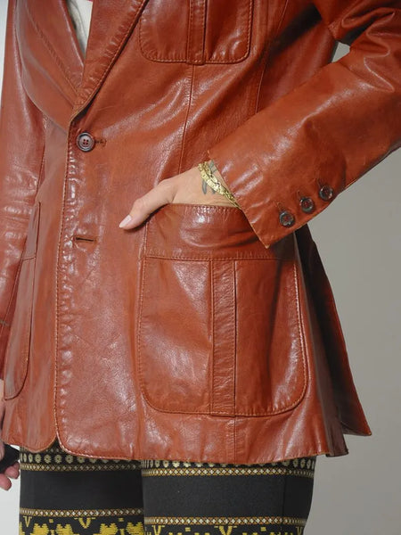 1970's Sienna Leather Blazer