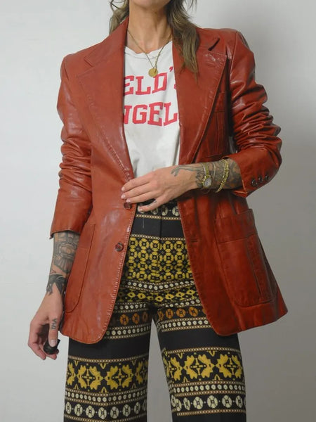 1970's Sienna Leather Blazer