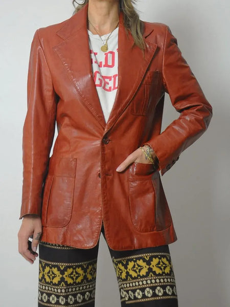 1970's Sienna Leather Blazer