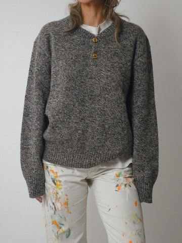 80's Gray Marled Knit Sweater