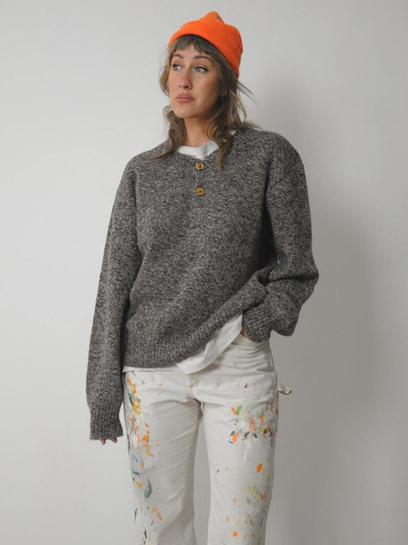 80's Gray Marled Knit Sweater