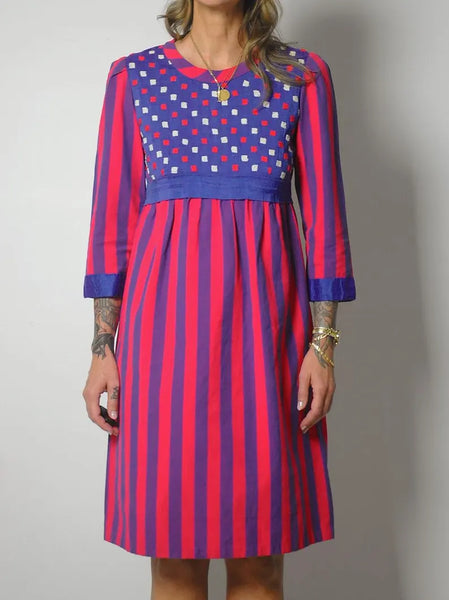 1960's Lydia de Roma Woven Striped Dress