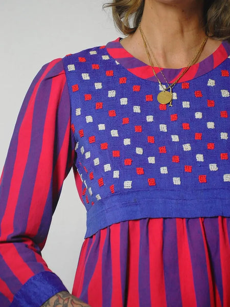 1960's Lydia de Roma Woven Striped Dress