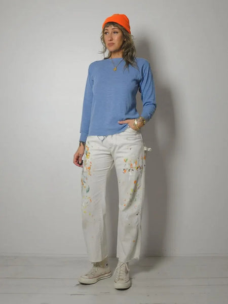 70's Baby Blue Frayed Thermal
