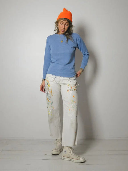 70's Baby Blue Frayed Thermal