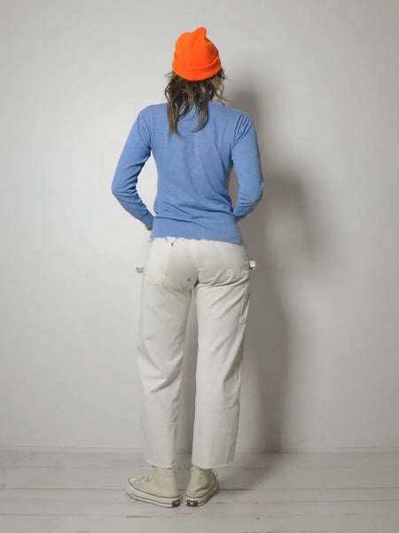 70's Baby Blue Frayed Thermal