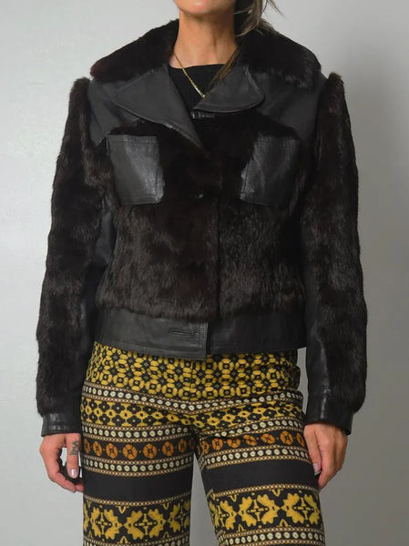 1970's Leather & Fur Coat