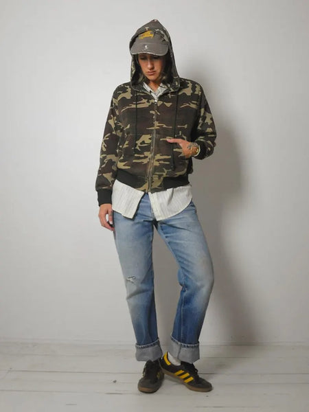 1980's Camo Hoodie Sweatshirt