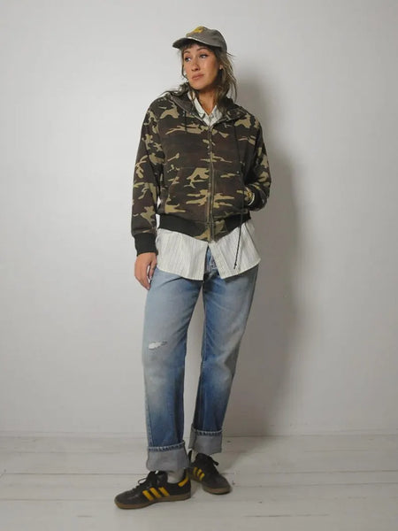 1980's Camo Hoodie Sweatshirt
