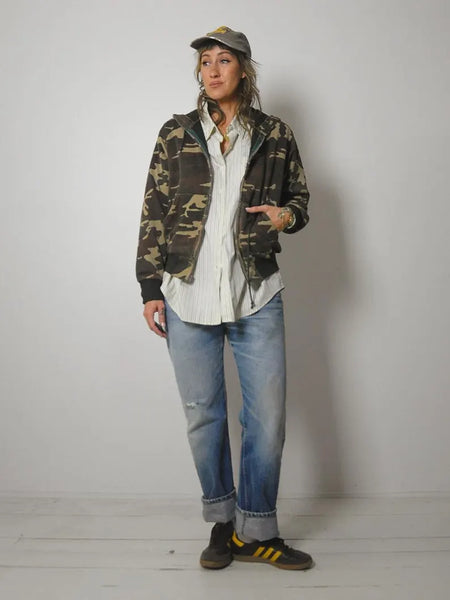 1980's Camo Hoodie Sweatshirt