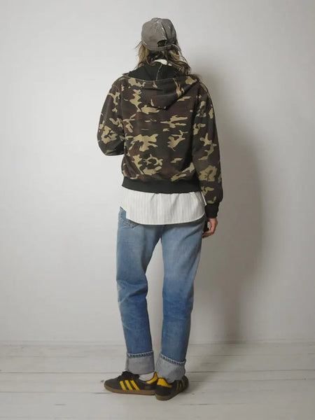 1980's Camo Hoodie Sweatshirt