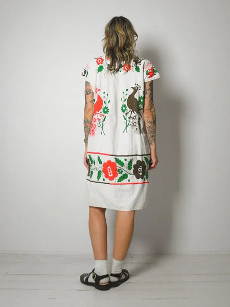 1970's Bird Embroidered Dress