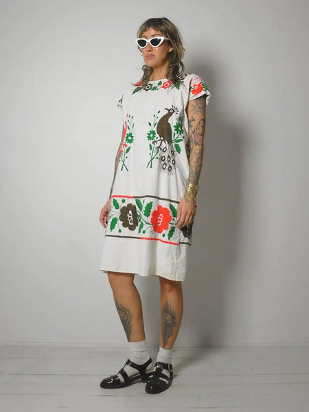 1970's Bird Embroidered Dress