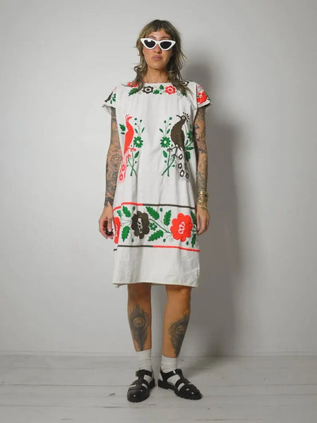 1970's Bird Embroidered Dress