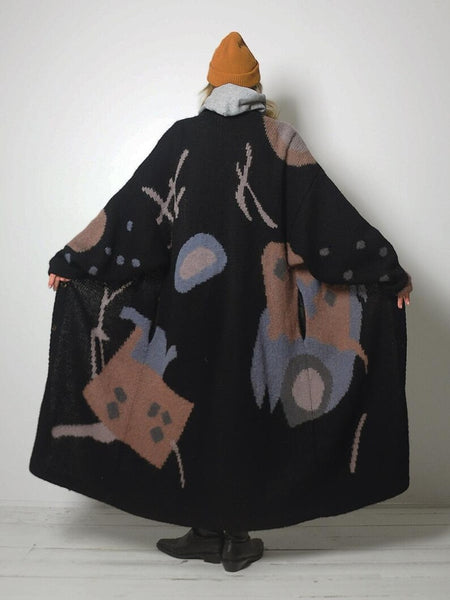 1980's Wool Geometric Sweater Coat