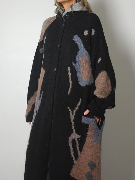 1980's Wool Geometric Sweater Coat