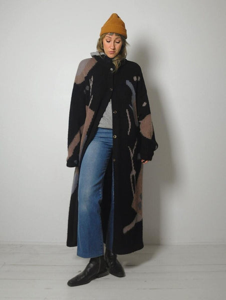 1980's Wool Geometric Sweater Coat