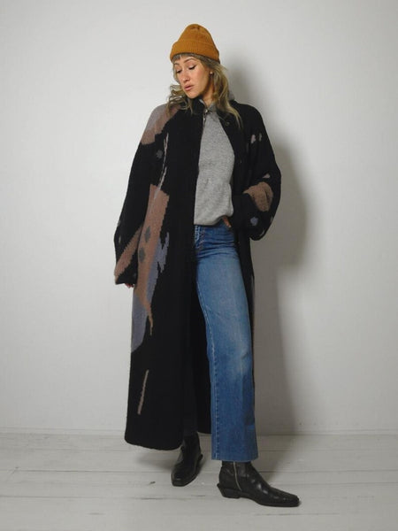 1980's Wool Geometric Sweater Coat