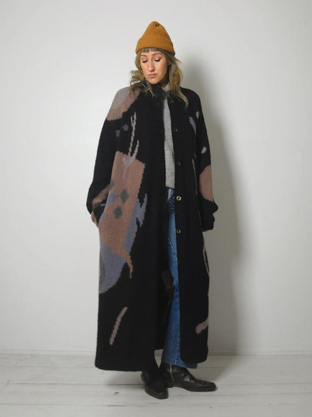 1980's Wool Geometric Sweater Coat