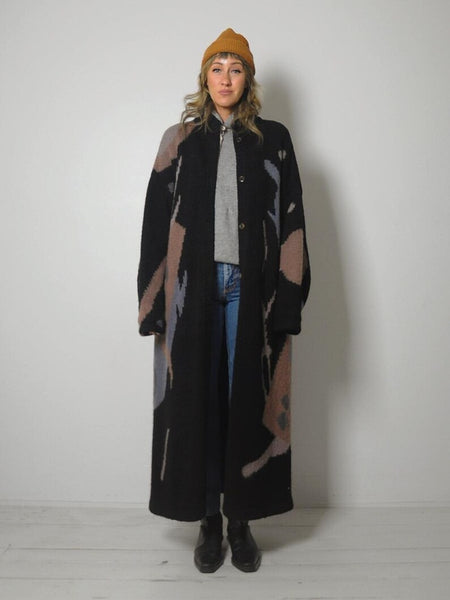 1980's Wool Geometric Sweater Coat