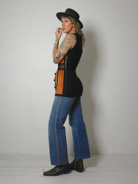 70's Suede & Crochet Vest