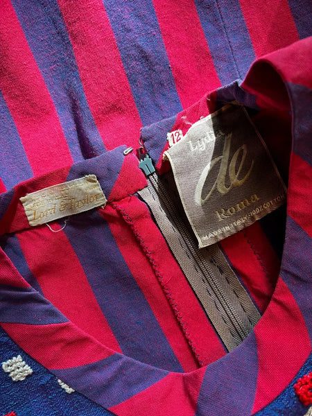 1960's Lydia de Roma Woven Striped Dress