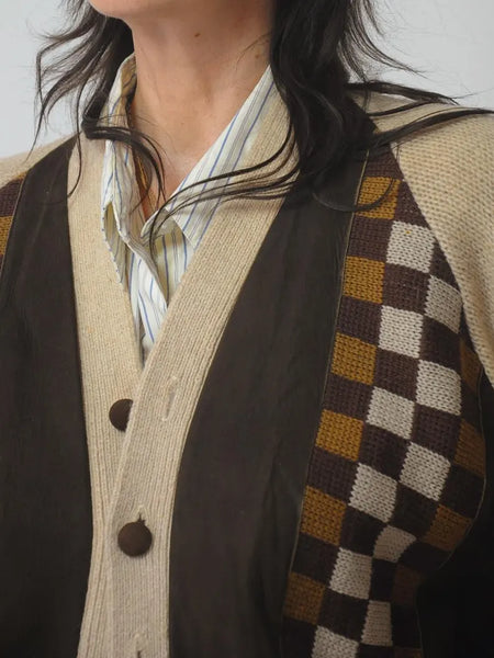 1950's Checkered Suede Cardigan