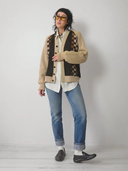 1950's Checkered Suede Cardigan