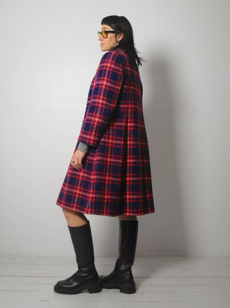 1960's Tartan Plaid Wool Peacoat