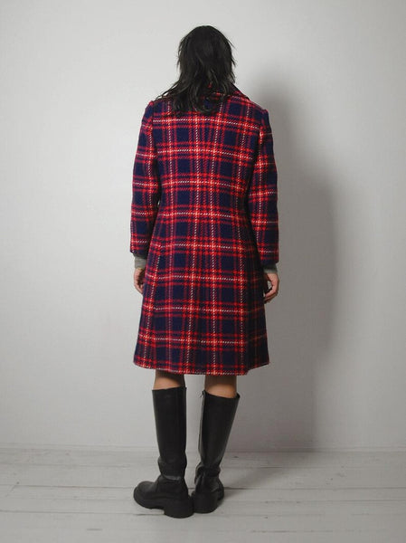 1960's Tartan Plaid Wool Peacoat