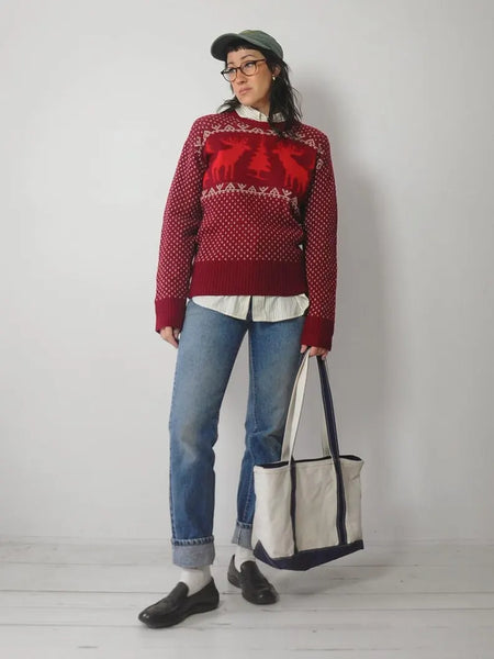 1940's Reindeer Ski Sweater