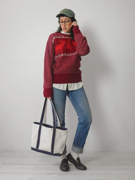 1940's Reindeer Ski Sweater