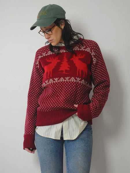 1940's Reindeer Ski Sweater