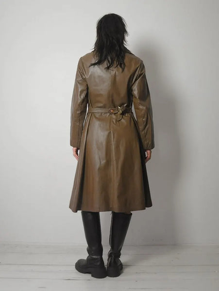 1970's Stone Leather Trench Coat