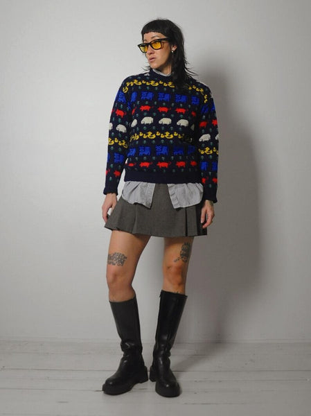 80's English Animal Wool Sweater