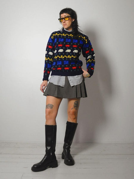 80's English Animal Wool Sweater